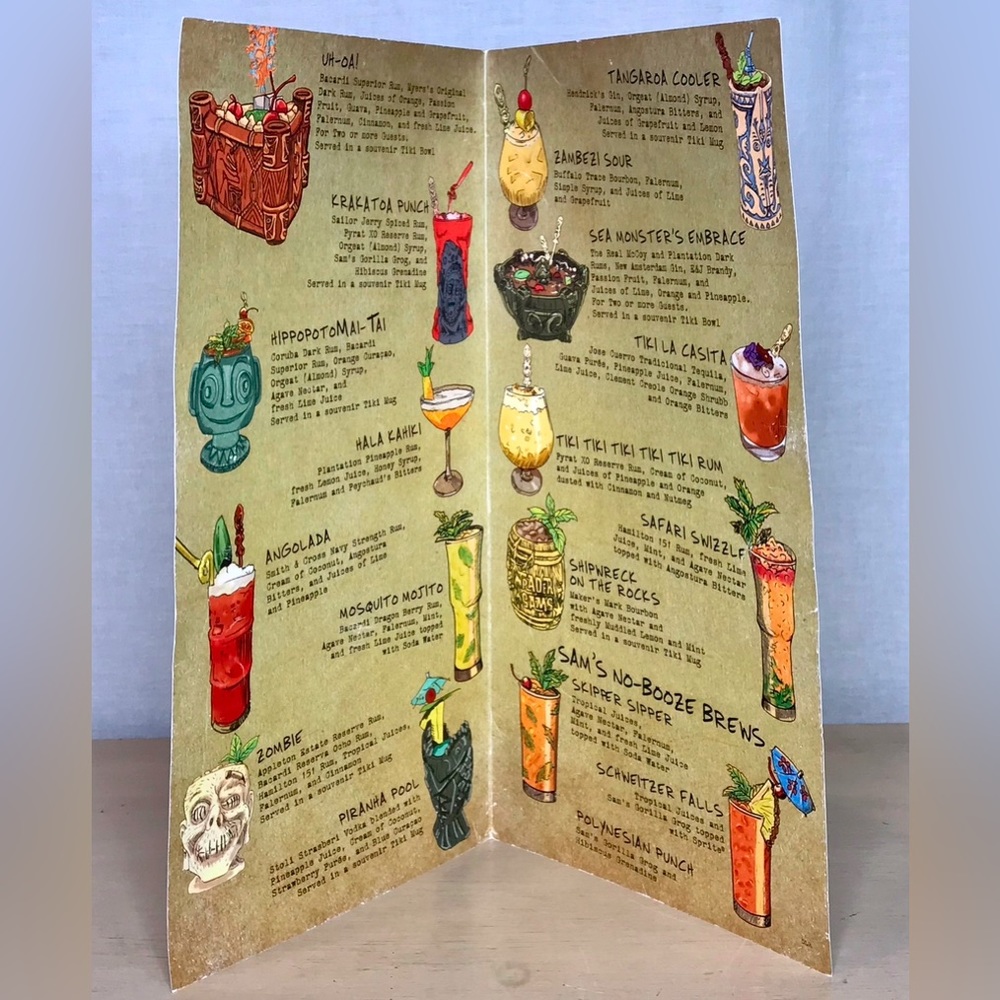 Trader Sam’s Enchanted Tiki Bar Original Drink Menu Original Disneyland Anaheim